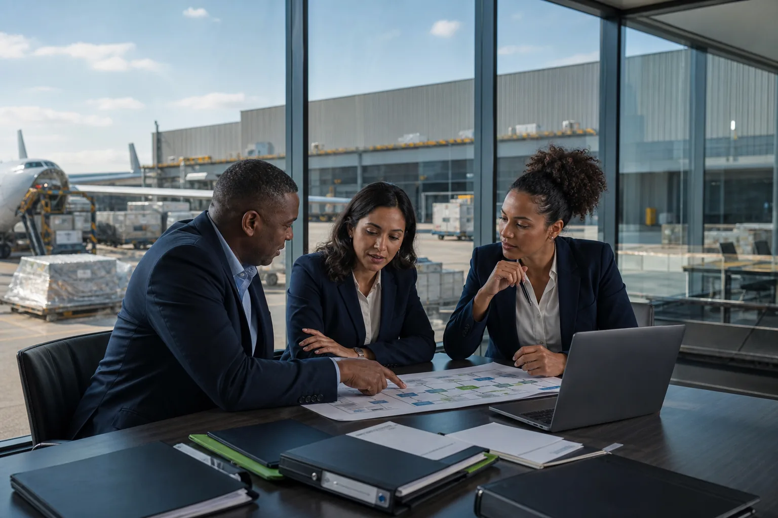 Aviation compliance team reviewing operational processes